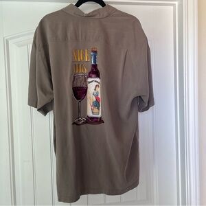 Tommy bahama Men's silk Brown Hawaiian Nice Legs Pin Up Girl Graphic Shirt XL